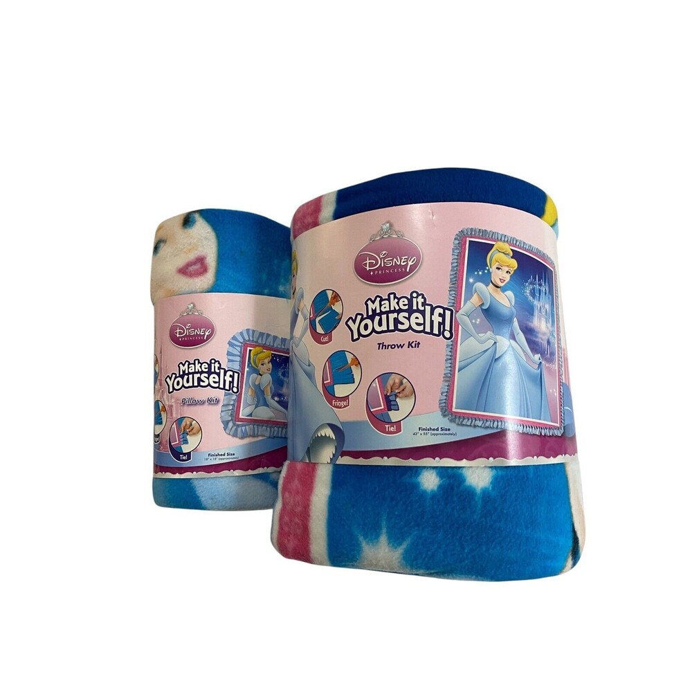 Disney Cinderella DIY Fleece Throw And Pillow Kits New